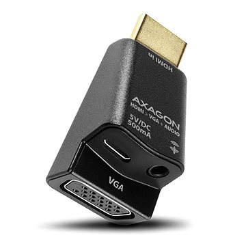 Obrázok AXAGON RVH-VGAM, HDMI -> VGA MINI redukce / adaptér, FullHD, audio výstup, micro USB nap. konektor RVH-VGAM