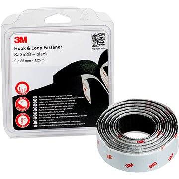 Obrázok 3M™ Hook & Loop™ Samolepící suchý zip SJ352B, 25mm x 1,25m (F8118/10)