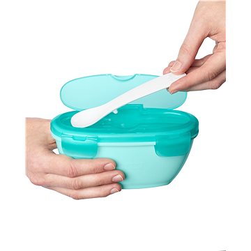 Obrázok SKIP HOP - Miska s lyžičkou v ochrannom púzdre Easy Serve Teal 240ml, 3m+