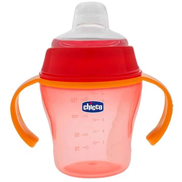 Obrázok CHICCO - Fľaša učiaca s uškami Soft Cup 6m+, červená