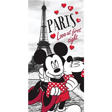 Obrázok Jerry Fabrics Osuška Mickey & Minnie Love Paris, 70 x 140 cm