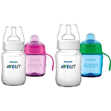 Obrázok Avent fľaša 260ml Klasik+ cumlík nočný 0-6m