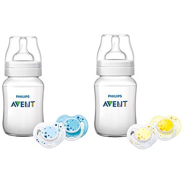 Obrázok Avent fľaša 260ml Klasik+ cumlík nočný 0-6m