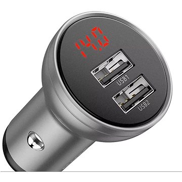 Obrázok Baseus Digital Display Dual USB 4.8A Car Charger 24W Silver (CCBX-0S)