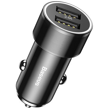 Obrázok Baseus Small Screw 3.4A univerzálna Smart autonabíjačka, 2x USB, čierna (CAXLD-C01)