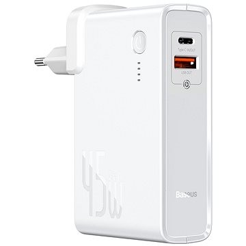 Obrázok Baseus GaN Power Station 2 in 1 PowerBank & Charger 10000 mAh 45 W White (PPNLD-C02)