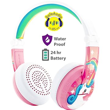 Obrázok Buddyphones Wave - Unicorn, dětská bluetooth voděodolná sluchátka, růžová