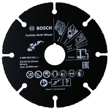 Obrázok BOSCH Rezací kotúč zo spekaného karbidu Carbide Multi Wheel - 115mm; 1 mm; 22,23 mm 2608623012