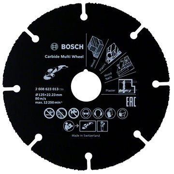 Obrázok BOSCH Rezací kotúč zo spekaného karbidu Carbide Multi Wheel - 125 mm; 1 mm; 22,23 mm 2608623013