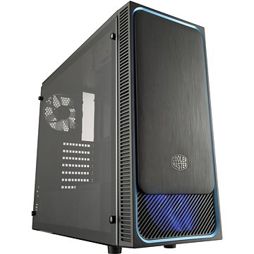 Obrázok case Cooler Master MasterBox E500L, modrý rámeček + LED ventilátor, průhledný boční panel, ATX, 2x USB 3.0, bez zdroje, MCB-E500L-KA5N-S00