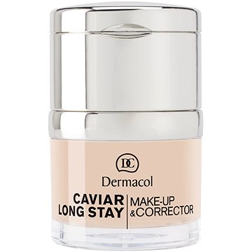 Obrázok Dermacol Caviar Long Stay dlhotrvajúci make-up s výťažkami z kaviáru a zdokonaľujúci korektor odtieň 0,0 Ivory 30 ml