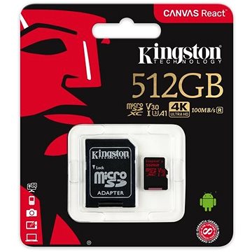 Obrázok Kingston Canvas React MicroSDXC 512GB A1 UHS-I V30 + SD adaptér (SDCR/512GB)