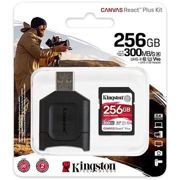 Obrázok Kingston Canvas React Plus SDXC 256GB + SD adaptér a čítačka kariet (MLPR2/256GB)