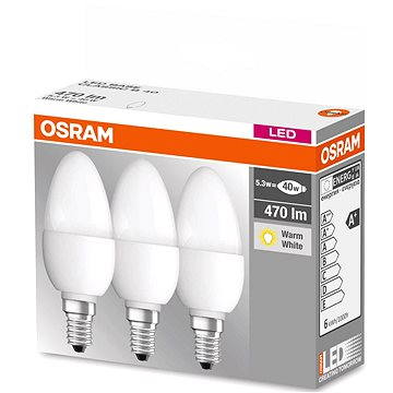 Obrázok Osram Base B 5.3W E14 2700K set 3 ks (4052899955493)