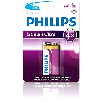 Obrázok Philips Philips 6FR61LB1A/10 - Lithiová batéria 6LR61 LITHIUM ULTRA 9V P2184