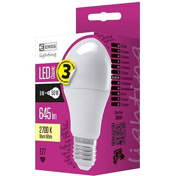 Obrázok EMOS LED žárovka Classic A60 9W E27 teplá bílá (1525733201)