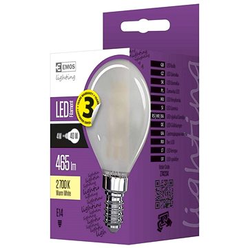 Obrázok EMOS LED žárovka Filament Mini Globe matná 4W E14 teplá bílá (1525281214)