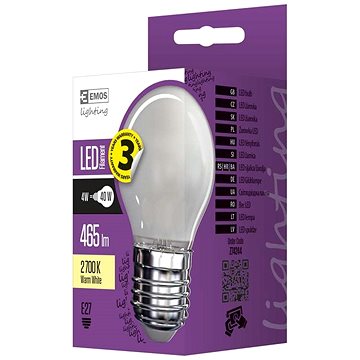 Obrázok EMOS LED žárovka Filament Mini Globe matná 4W E27 teplá bílá (1525283214)