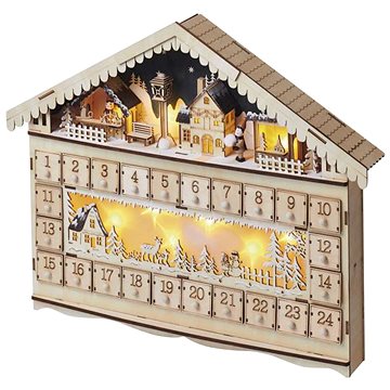 Obrázok LED adventný kalendár, 19x40cm, 2x AA, vnútorný, teplá biela , EM_1534231500