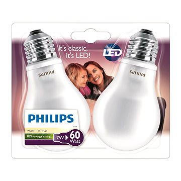 Obrázok Philips LEDClassic 7-60W, E27, 2700K, mliečna, set 2 ks (929001243031)