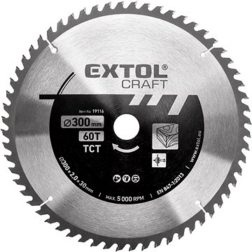 Obrázok Kotouč pilový s SK plátky, 300x2,0x30mm, 60T, šířka SK plátku 3,3mm, EXTOL CRAFT