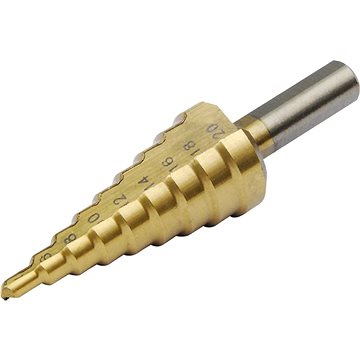 Obrázok Vrták stupňovitý, O 4-20mm, stupňování po 2mm, 9 otvorů, stopka O 8mm, EXTOL CRAFT