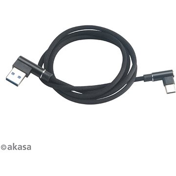 Obrázok AKASA Kabel pravoúhlý, USB-A USB-C, napájecí & Sync, 1m,  černý AK-CBUB39-10BK