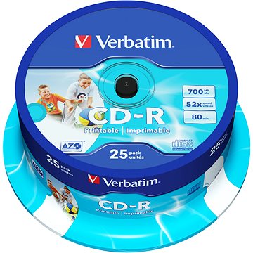 Obrázok Verbatim CD-R DataLife Protection 52x, Printable 25 ks cakebox (43439)