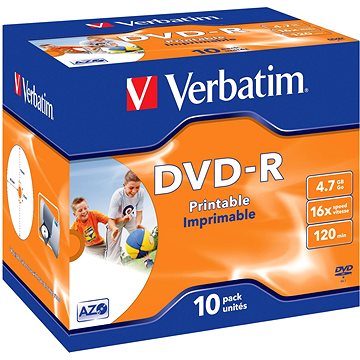 Obrázok Verbatim DVD-R 16x, Printable 10ks v krabičke (43521)