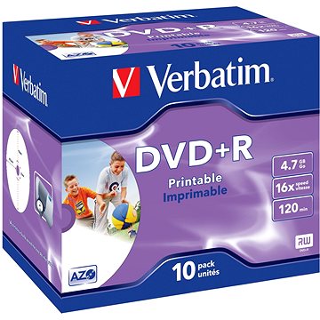 Obrázok Verbatim DVD + R 16x, Printable 10ks v krabičke (43508)