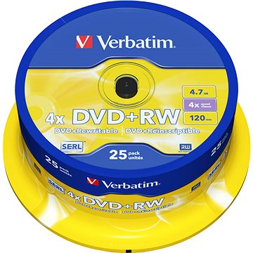 Obrázok Verbatim DVD + RW 4x, 25ks CakeBox (43489)