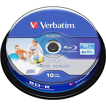 Obrázok Verbatim BD-R SL 25GB Printable, 10ks CakeBox (43804)