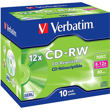 Obrázok CD-RW VERBATIM Rewritable 700MB 12x jewel case (bal=10ks)