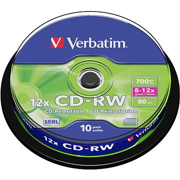 Obrázok Verbatim CD-RW 10x, 10ks cakebox (43480)