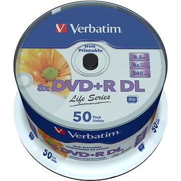 Obrázok DVD+R DL 8.5 GB Verbatim 97693, možnosť potlače, 50 ks, vreteno