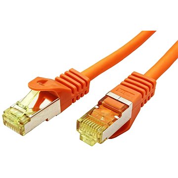 Obrázok OEM S/FTP patchkabel Cat 7, s konektormi RJ45, LSOH, 0,25 m, oranžový (21.92.2117)