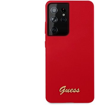 Obrázok GUHCS21LLSLMGRE Guess Silicone Metal Logo Script Zadní Kryt pro Samsung Galaxy S21 Ultra Red