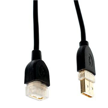 Obrázok Hama 78448 USB 2.0 A-A predlžovací kábel 1,8 m, pozlátený, čierny