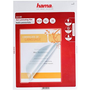 Obrázok Hama 50055 laminovacia fólia DIN A4 (216x303 mm), 80 µ,100 ks