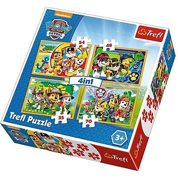 Obrázok TREFL Puzzle Tlapková patrola: Vždy včas 4v1 (35,48,54,70 dílků)