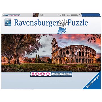 Obrázok RAVENSBURGER Panoramatické puzzle Západ slunce nad Koloseem, Itálie 1000 dílků