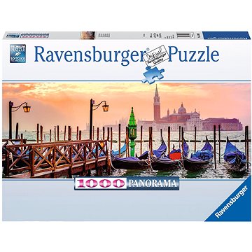 Obrázok RAVENSBURGER Panoramatické puzzle Gondoly v Benátkách, Itálie 1000 dílků