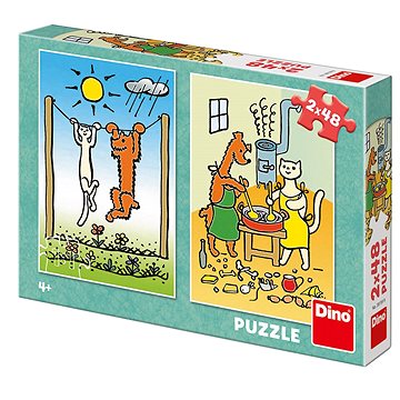 Obrázok DINO Puzzle Pejsek a kočička 2x48 dílků