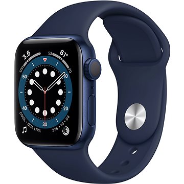 Obrázok Apple Watch Series 6 44 mm Modrý hliník s námornícky modrým športovým remienkom (M00J3HC/A)