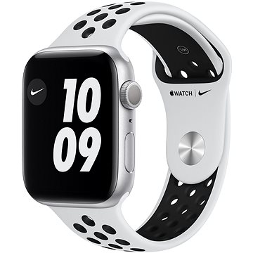 Obrázok Apple Watch Nike Series 6 44 mm Strieborný hliník s platinovým/čiernym športovým remienkom Nike (MG173HC/A)