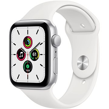 Obrázok Apple Watch SE 40 mm Strieborný hliník s bielym športovým remienkom (MYDM2HC/A)