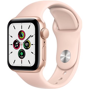 Obrázok Apple Watch SE 44 mm Zlatý hliník s pieskovo ružovým športovým remienkom (MYDR2HC/A)