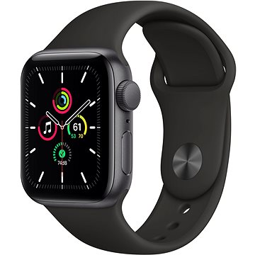 Obrázok Apple Watch SE 44 mm Vesmírne čierny hliník s čiernym športovým remienkom (MYDT2HC/A)