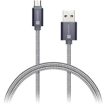 Obrázok CONNECT IT Wirez Premium Metallic micro USB 1m tmavo-sivý (CI-965)