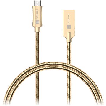 Obrázok CONNECT IT Wirez Steel Knight Micro USB 1m, metallic gold (CCA-3010-GD)